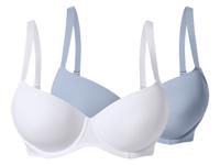esmara Set van 2 dames beugel-bh's (Blauw/wit, 95C)
