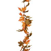 Louis Maes kunstplant blaadjes slinger/guirlande Esdoorn - bruin - 180 cm - herfst tafereel Louis Maes kunstplant blaadjes slinger/guirlande Esdoorn - bruin - 180 cm - herfst tafereel