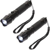 Pakket van 2x stuks compacte LED zaklampen aluminium mat zwart 11 cm