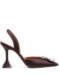 Amina Muaddi escarpins Begum 110 mm à ornements en cristal - Marron