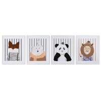 Schilderij Home ESPRIT Wit Grijs Kinderen dieren 40 x 1,8 x 50 cm (4 Stuks)