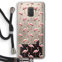 Flamingoprint groen: Samsung Galaxy A8 (2018) Transparant Hoesje met koord