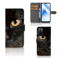 OPPO A16/A16s/A54s | Telefoonhoesje | Met pasjeshouder | Zwarte Kat