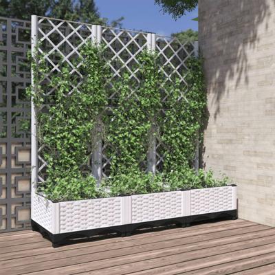 Plantenbak met latwerk 120x40x121,5 cm polypropeen wit