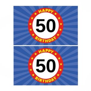 2x stuks happy Birthday 50 jaar versiering vlag 150 x 90 cm