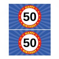 2x stuks happy Birthday 50 jaar versiering vlag 150 x 90 cm