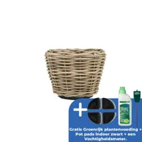 Drypot Sawah Extra Dik Rotan Grijs d68h52cm met dichte inzetpot