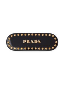 Prada barrette cloutée à logo imprimé - Noir