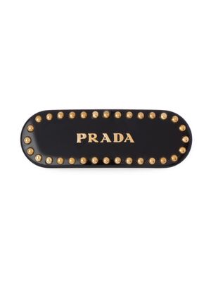Prada barrette cloutée à logo imprimé - Noir