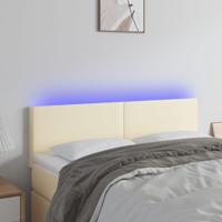 Hoofdbord LED 144x5x78/88 cm kunstleer crèmekleurig