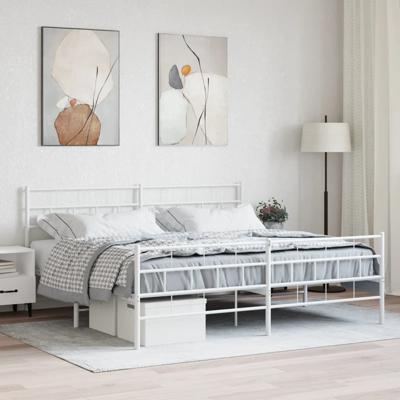 Bedframe met hoofd- en voeteneinde metaal wit 180x200 cm