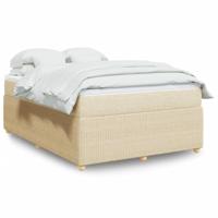 Boxspring met matras stof crèmekleurig 140x190 cm