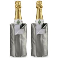 Wijnkoeler/flessenkoeler/koelhoud hoesje - 2x - voor flessen - wijn/water/champagne - 18 cm