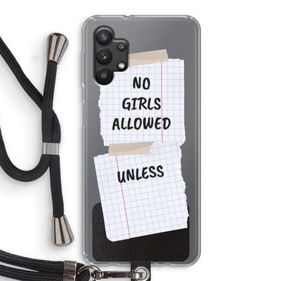 No Girls Allowed Unless: Samsung Galaxy A32 5G Transparant Hoesje met koord