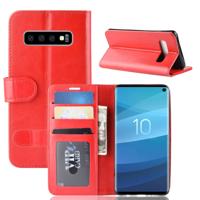 R64 textuur één fold horizontale Flip lederen case voor Galaxy S10 met houder & kaartsleuven & portemonnee (rood)