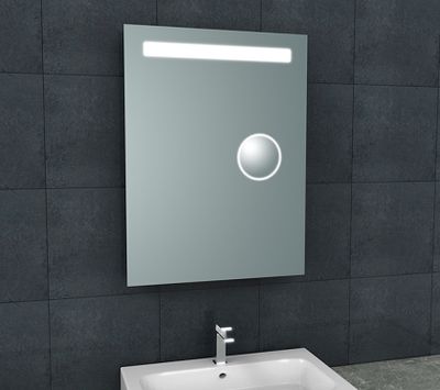 Badkamerspiegel met scheerspiegel Tigris | 60x80 cm | Rechthoekig | Directe LED verlichting | Drukschakelaar
