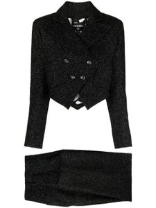 CHANEL Pre-Owned costume en tweed à boutonnière croisée (2021) - Noir