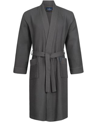 Morgenstern Morgenstern badjas Luca wafelstof Kimono 120cm Antraciet S