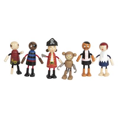 Small Foot houten poppetjes piraat buigbaar, 6st.