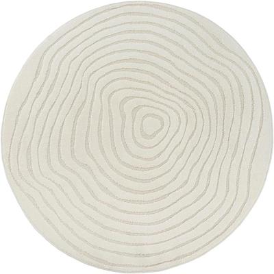 Ronde Vloerkleed Elio Japandi - Moderne laagpolig met hoog-diep-effect zacht abstract 3D-effect Crème-Ø 160 cm