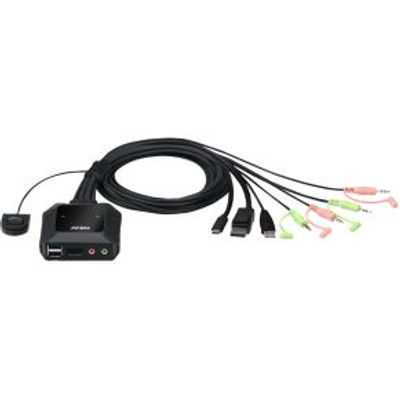 ATEN 2-Port USB-C DispllayPort hybride kabel KVM schakelaar