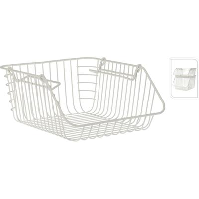 Excellent Houseware opberg mandjes - stapelbaar - wit - 29 x 27 x 14 cm