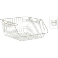 Excellent Houseware opberg mandjes - stapelbaar - wit - 29 x 27 x 14 cm