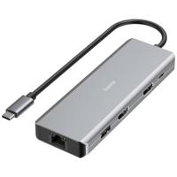 Hama USB 3.2 Gen 1-hub 9 poorten Met snellaadpoort, Met USB-C stekker, Ultra HD-geschikt Grijs - thumbnail