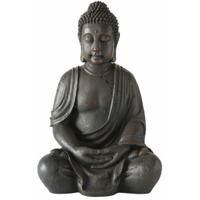 Boeddha beeld Zen - binnen/buiten - kunststeen - antiek donkergrijs - 34 x 45 x 70 cm   -