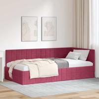 Hoekbedframe met hoofdeinde Wijnrood 90 x 200 cm Fluweel