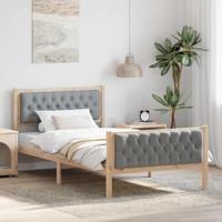 Bedframe met hoofdeinde Lichtgrijs 100 x 200 cm Stof Bedframe met hoofdeinde Lichtgrijs 100 x 200 cm Stof