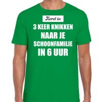 Groen fout kerstshirt / t-shirt Kerst is 3 keer knikken naar schoonfamilie outfit heren