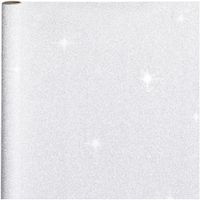 10x stuks cadeaupapier/inpakpapier zilver met glitters 300 x 50 cm   - - thumbnail