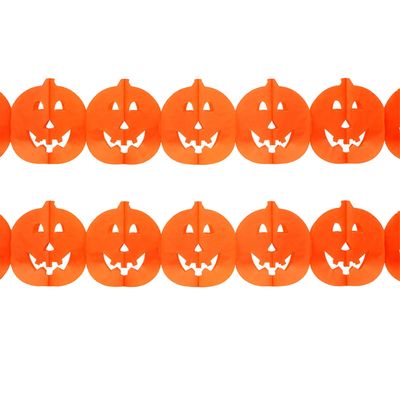 Horror/halloween thema feestslinger - 2x - Pompoenen - papier - 300 cm - Feestartikelen/versiering