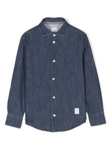 Eleventy Kids chemise en jean à patch logo - Bleu