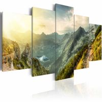 Schilderij - Slowaaks Berglandschap, print op canvas, wanddecoratie,   5luik , multikleur - thumbnail