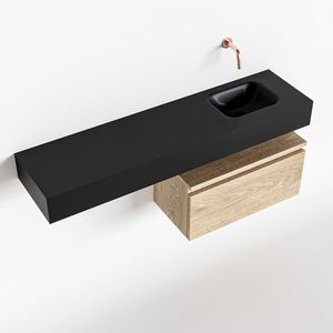 Toiletmeubel Mondiaz Andor | 120 cm | Meubelkleur Washed oak | Lex vrijhangend wastafel Urban Rechts | Zonder kraangat