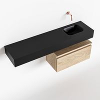Toiletmeubel Mondiaz Andor | 120 cm | Meubelkleur Washed oak | Lex vrijhangend wastafel Urban Rechts | Zonder kraangat