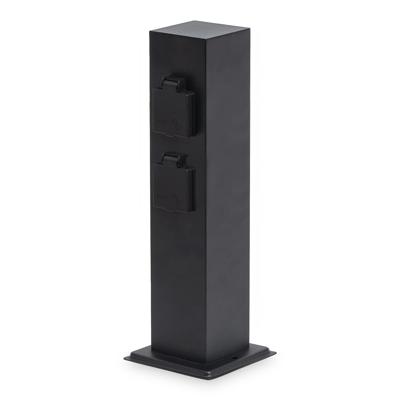 Delta M buitenstopcontactpaal - 39cm - 4 stopcontacten - IP44 waterdicht - Tuincontactdoos - Stekkerdoos - Zwart