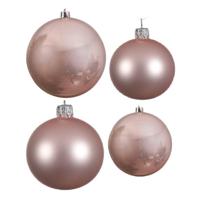 Glazen kerstballen pakket lichtroze glans/mat 38x stuks 4 en 6 cm - Kerstbal