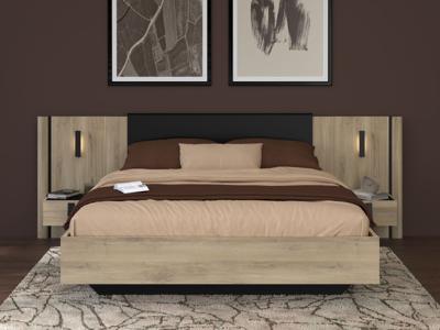 Bed en nachtkastjes KYAN 160x200 cm kronberg eik/zwart