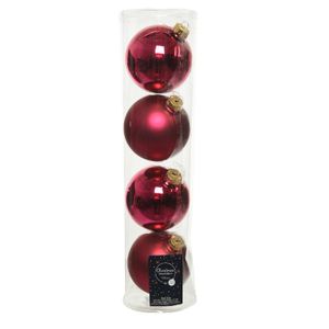 4x stuks bessen roze glazen kerstballen 10 cm glans en mat