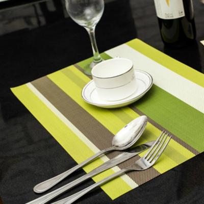 2 PC'S keuken dinning tabel placemat servetten hittebestendig PVC Stripe mat placemats Manteles doilies Coaster Cup pad (groen)