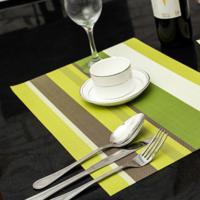 2 PC'S keuken dinning tabel placemat servetten hittebestendig PVC Stripe mat placemats Manteles doilies Coaster Cup pad (groen)