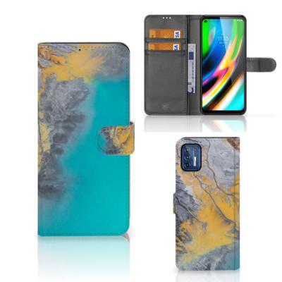 Motorola Moto G9 Plus | Bookcase | Marble Blue Gold