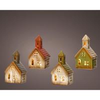 Huisje keramiek met LED 13x7,5x5,5cm