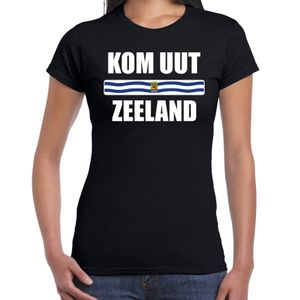 Kom uut Zeeland met vlag Zeeland t-shirts Zeeuws dialect zwart voor dames