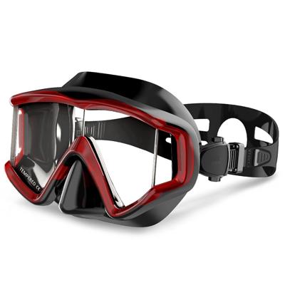 DM600 silicagel DUIKMASKER zwembrillen duikuitrusting voor volwassenen (rood + zwart)