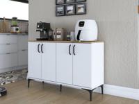 Dressoir JOIE 4 deuren wit/walnoot
