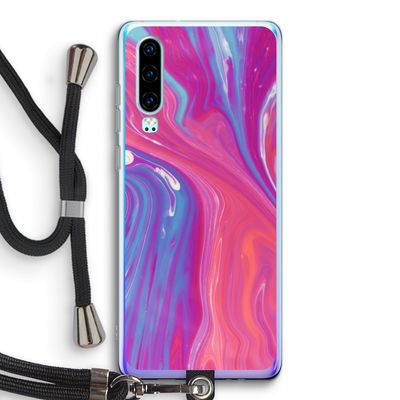 Paarse stroom: Huawei P30 Transparant Hoesje met koord